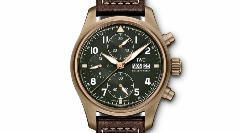 IWC’s-Pilot’s-Watch-Chronograph-Spitfire-in-bronze-with-an-olive-green-dial