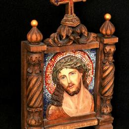 Резная икона с мозаикой "Иисус"