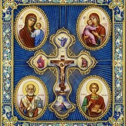 Четырехчастная икона (Богоматери, Николай, Пантелеймон)