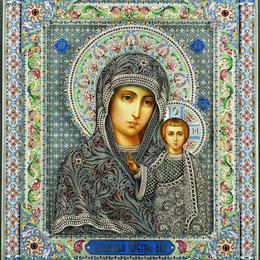 Икона Казанская с филигранью в серебре