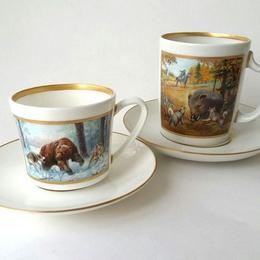 Кофейная и чайная чашки из фарфора "Охота"