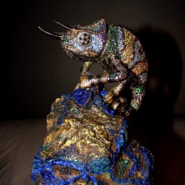 Скульптура Хамелеон (серебро, азурит, агат)