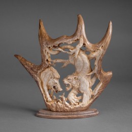 Скульптура Кабан и Тигр (рог лося)