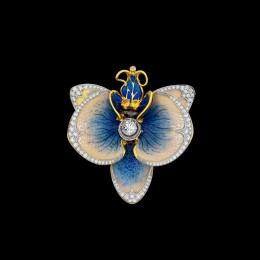 Кольцо «Голубая орхидея» (золото, эмаль, бриллианты)