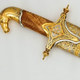 Сабля Килыч (дамаск, золото, кап, кожа)
