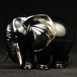 Скульптура Слон (h=30 см, обсидиан, драги)