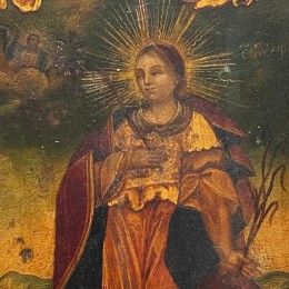 Икона святая Ирина 19в с киотом