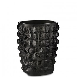 Lalique ваза Crocodile (чёрный хрусталь)