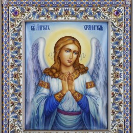 Икона Ангела Хранителя (серебро, эмаль, гранаты)