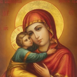 Икона Владимирской Божией Матери (роспись Федоскино)
