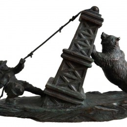 Буровые медведь и человек (бронза)