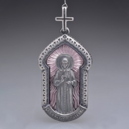 Нательная иконка св Матроны Московской (серебро, эмаль)