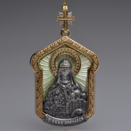 Иконка св. княгини Анны Новгородской (золото, серебро, бриллианты, эмаль)