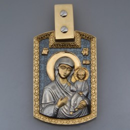 Образок Смоленская Божьея Матерь (золото, серебро, эмаль)
