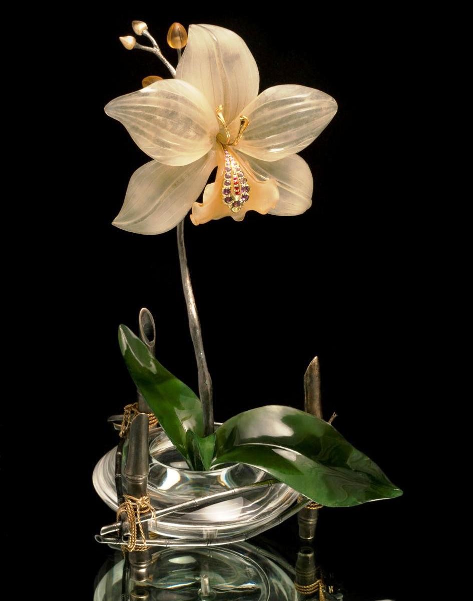 Орхидея (нефрит, цитрин, кварц)
