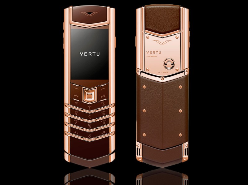 Vertu Signature Red Gold, Brown Leather