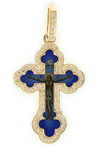 Крест из желтого золота с бриллиантами