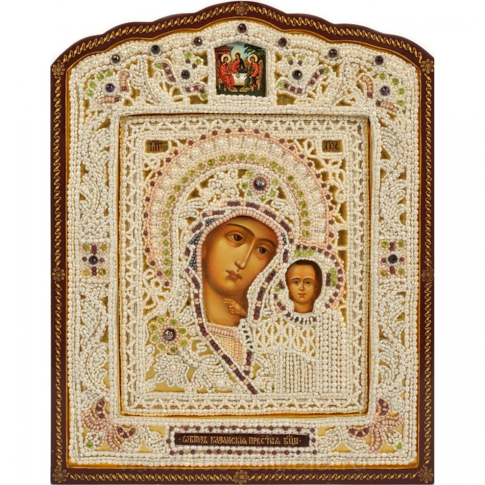 Фигурная икона Казанская Богоматерь (жемчуг)
