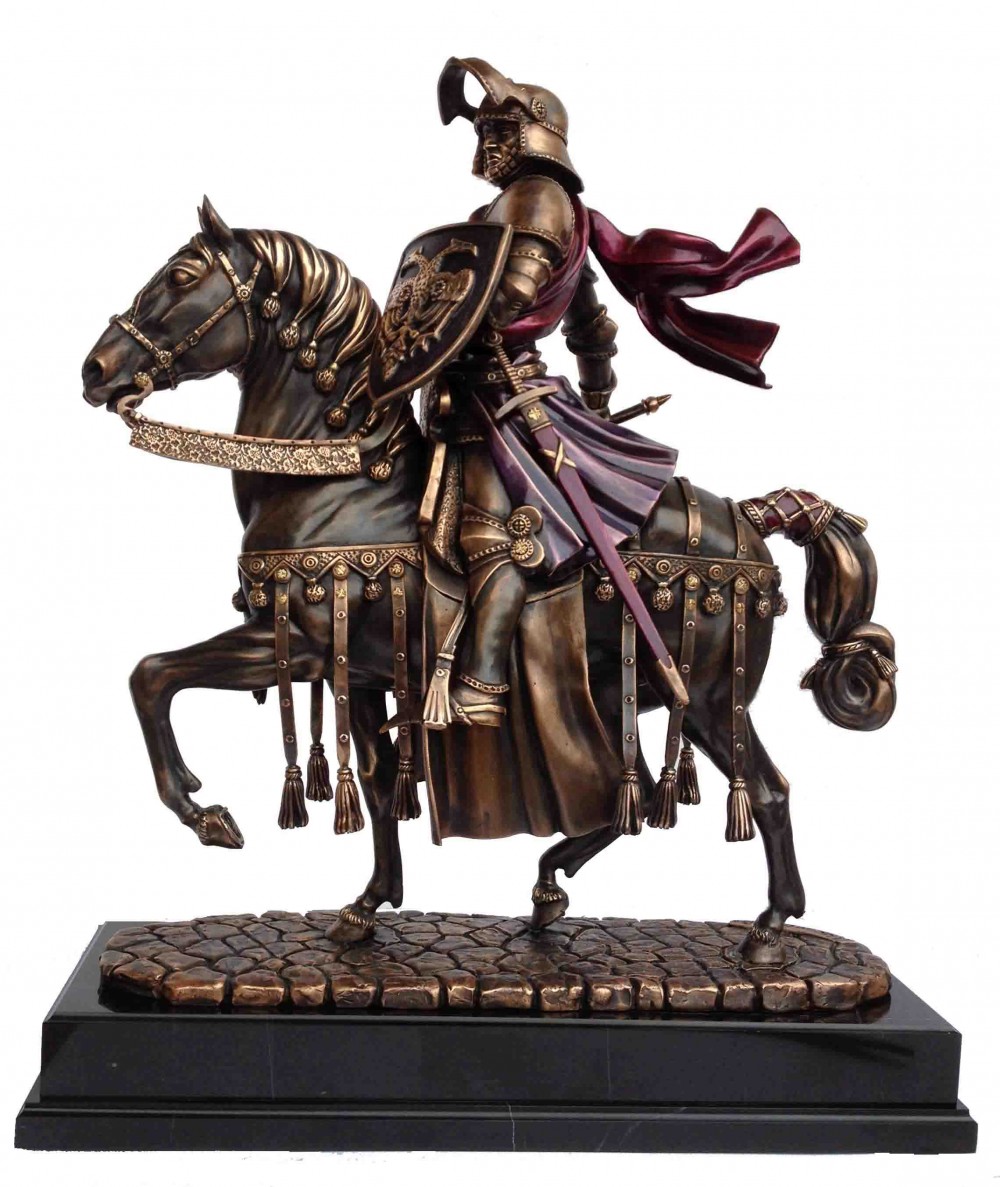 Скульптура рыцарь на коне (бронза, h=37 см)