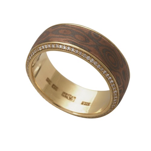Обручальное кольцо "Мокуме" золото