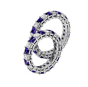 Свадебное кольцо с сапфирами и бриллиантами