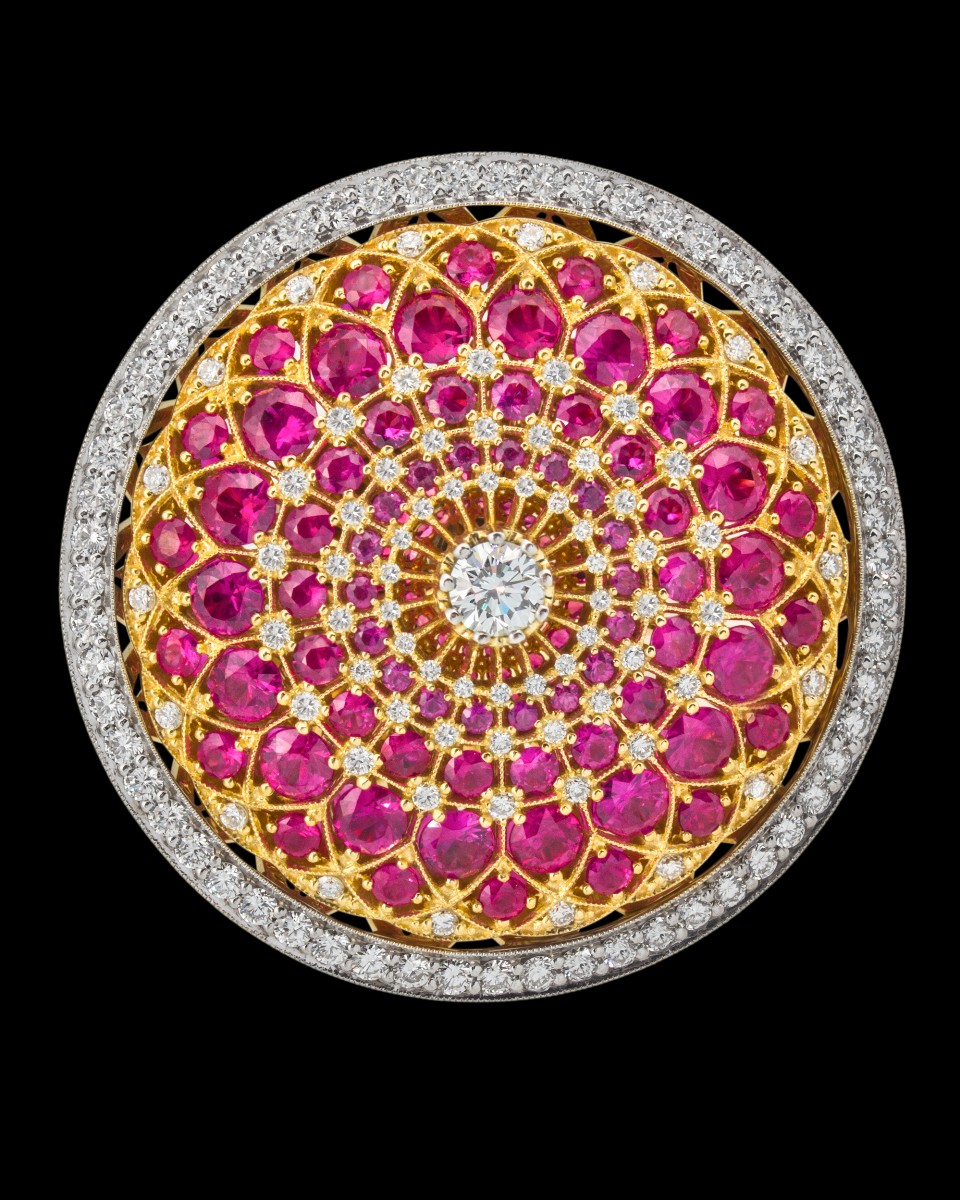 Кольцо «Седьмая чакра» (золото, рубины, бриллианты)