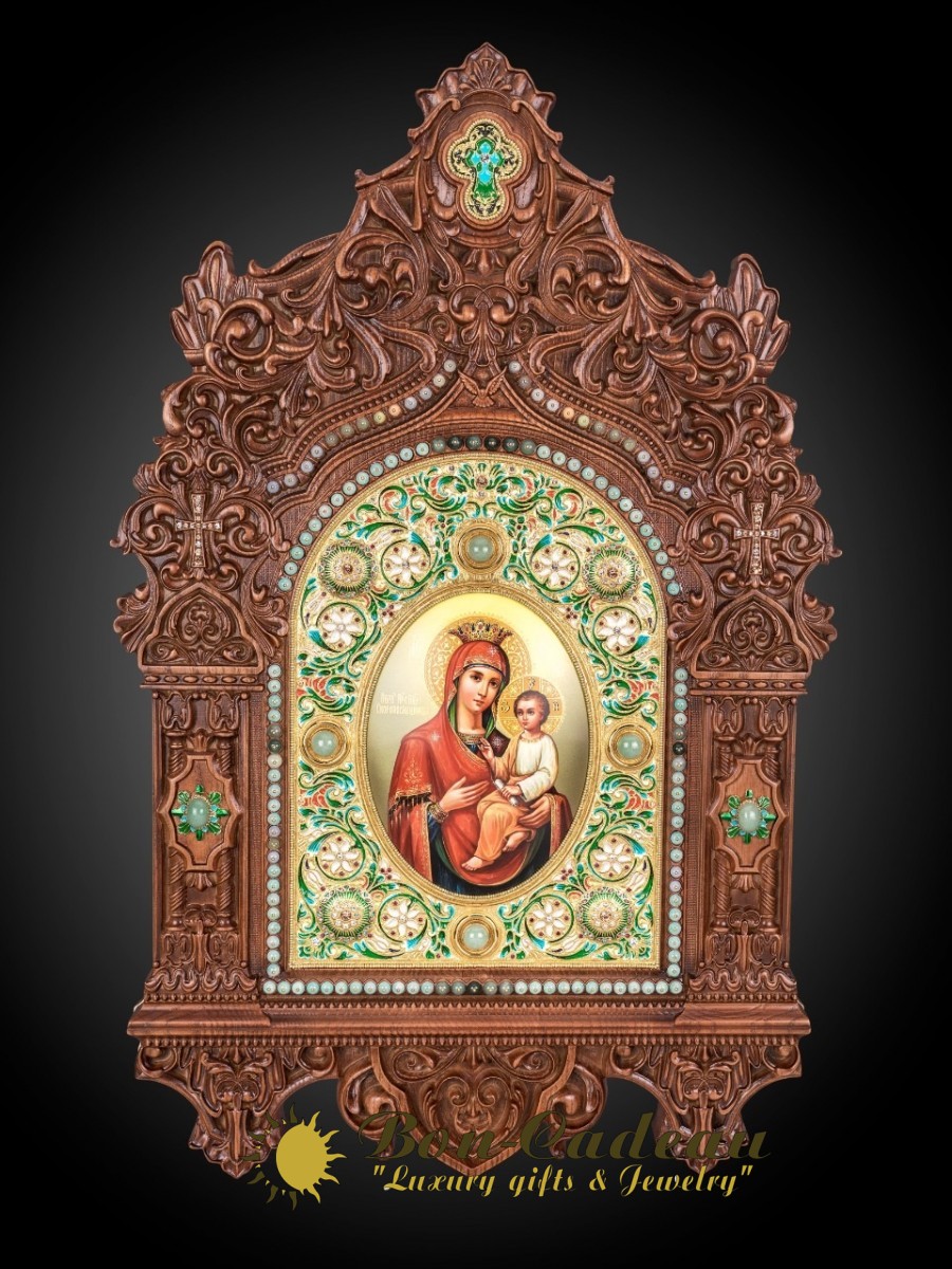 Икона Богородицы Скоропослушница (дерево, камни)