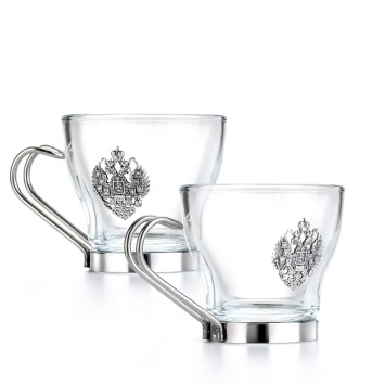 Чашки для кофе «Империя» (серебро, стекло)