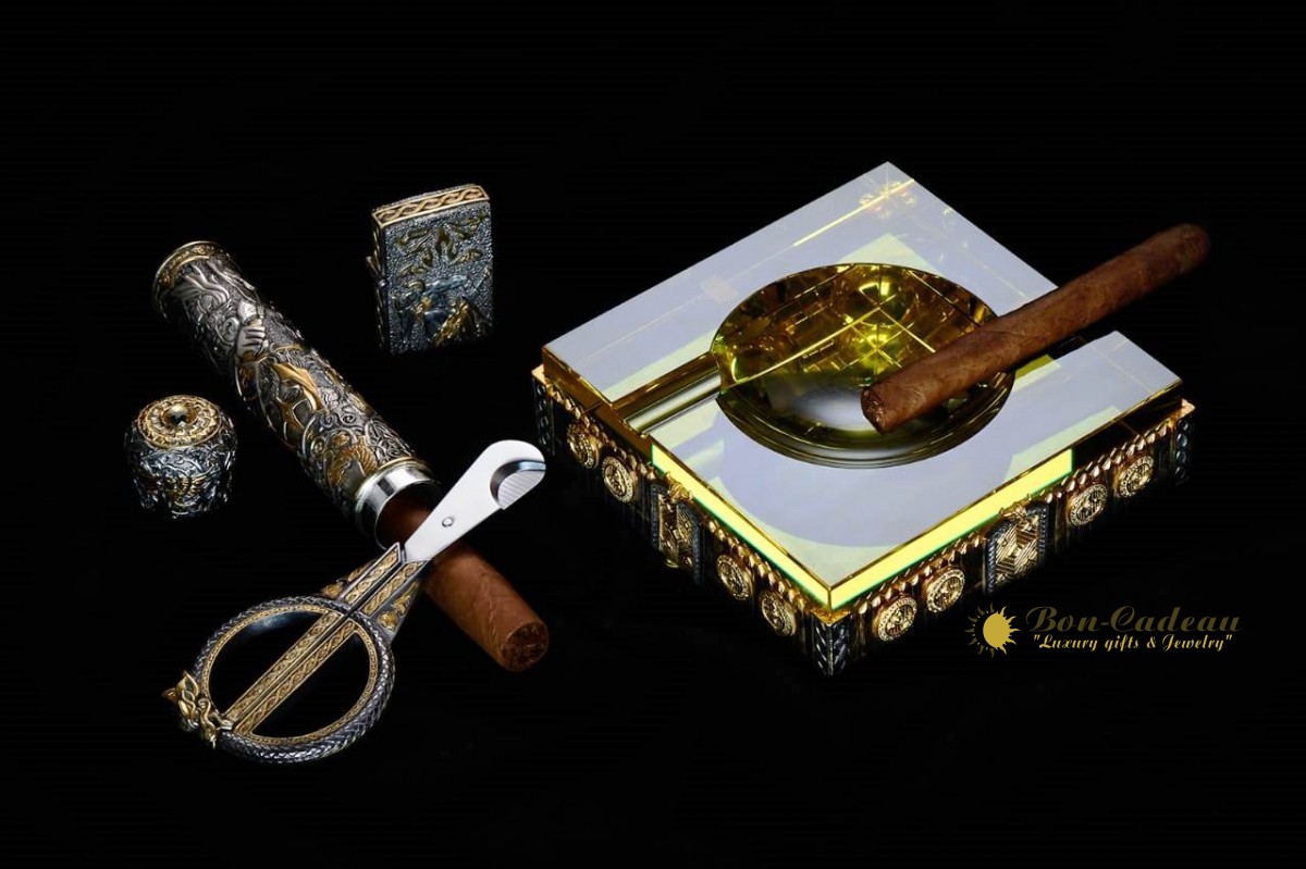 Набор для сигар Викинги (серебро, камни)