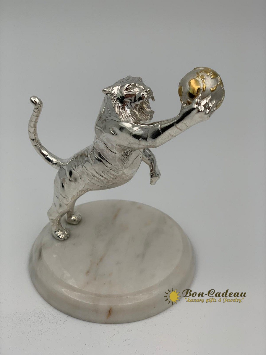 Статуэтка Тигр удачи (h=12 см., серебро)