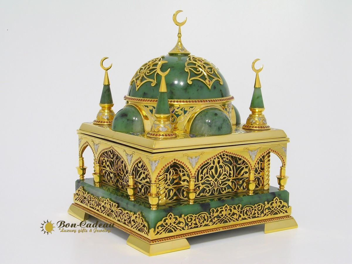 Шкатулка Мечеть (латунь, нефрит, золото)