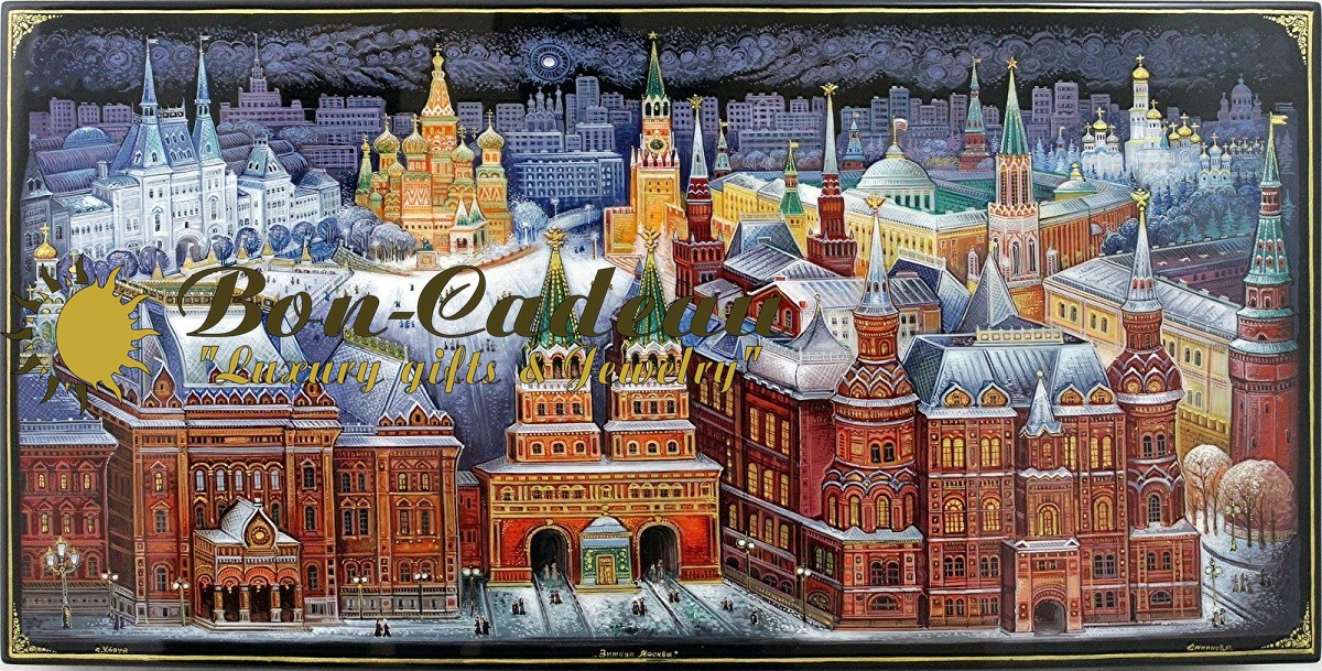 Шкатулка Зимняя Москва (Холуй, L=40 см)