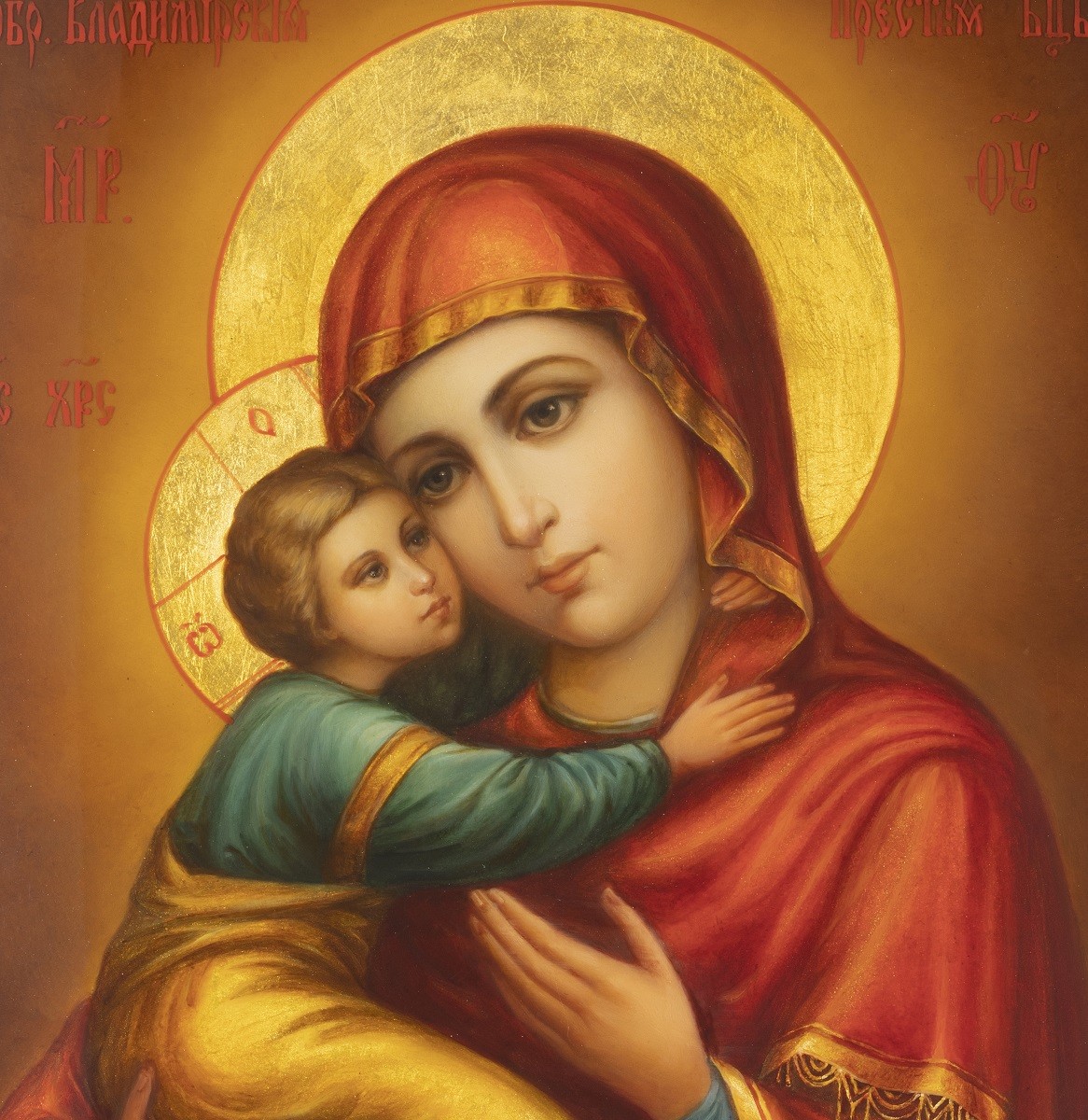 Икона Владимирской Божией Матери (роспись Федоскино)